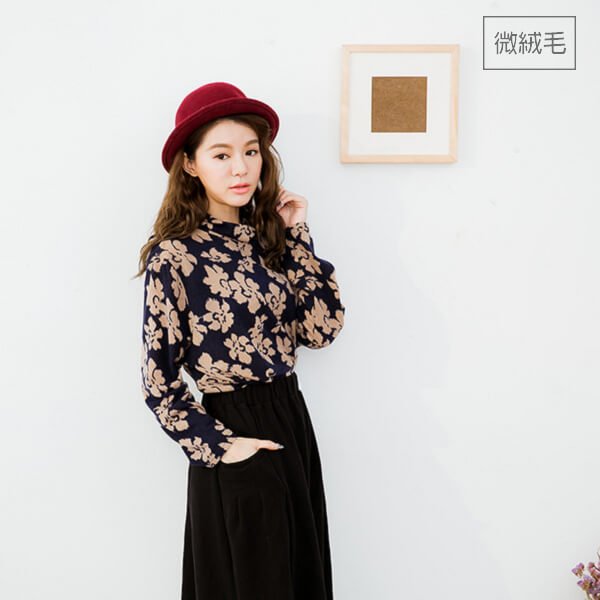 §獨具衣格§ 日本直送 G8478 韓國製 花朵印花不規則拼接上衣-大尺碼