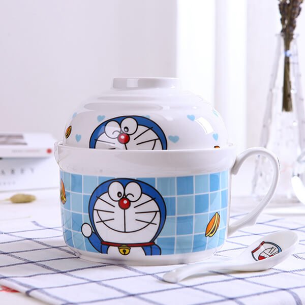 §獨具衣格§ H305 卡通圖案附碗蓋泡麵碗(大碗+蓋碗+湯匙+筷子)