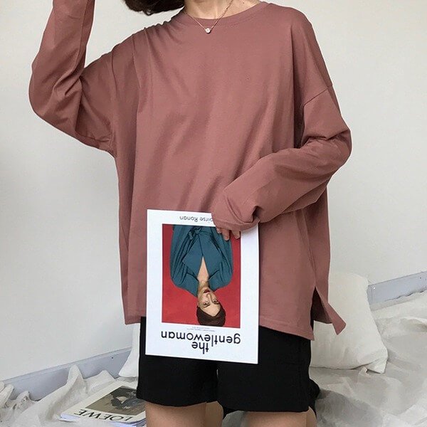 §獨具衣格§ G9581 百搭素色寬鬆棉T-大尺碼