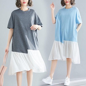 §獨具衣格§ J1416 韓系 休閒風下襬拼接洋裝-大尺碼