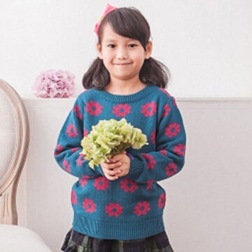 §獨具衣格§○台灣製○G3391小孩版可愛雞蛋花圖案針織上衣(2091)
